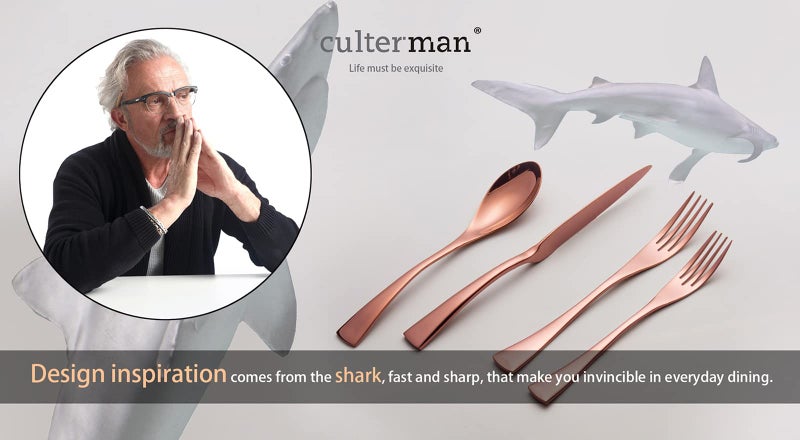 Culterman 20 Piece Rose Gold Flatware Silverware Cutlery Sets,unique modern look,Home & Kitchen Stainless Steel Dinnerware/Tableware/Utensils Set Include Knives/Forks/Spoons.Copper - Image 5